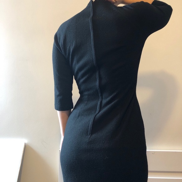 SOLD: Vintage black wool mock neck dress - Picture 3 of 3